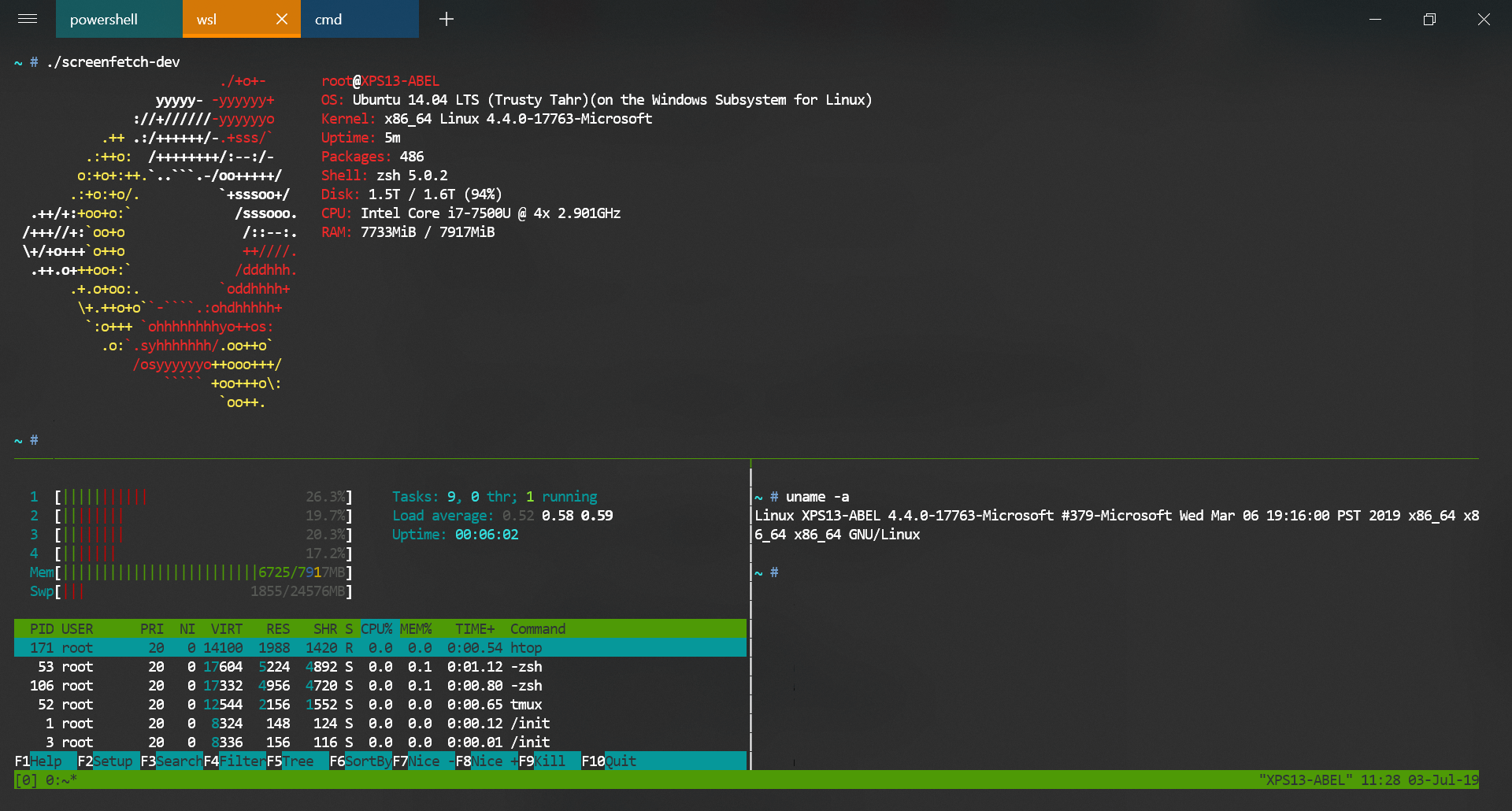 tmux windows